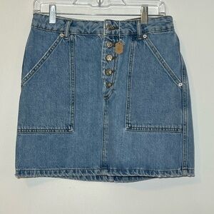 Topshop Denim Button-Front Mini Skirt